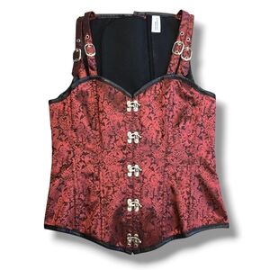 Charmian Women's Gothic Steampunk Brocade Steel Boned Waist Cincher Corset XL